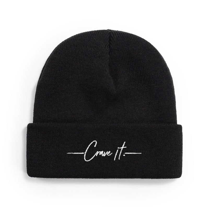 Black Beanie White Letter